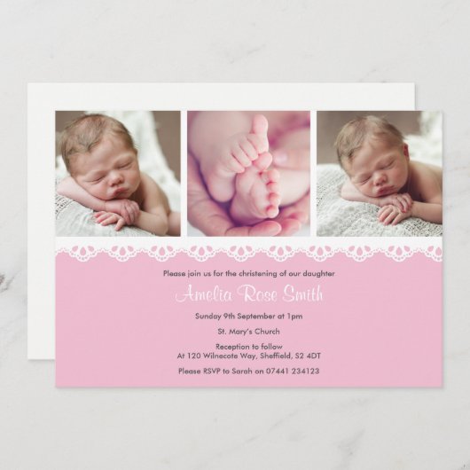 Mädchen - Taufe Einladung (Vorne/Hinten)