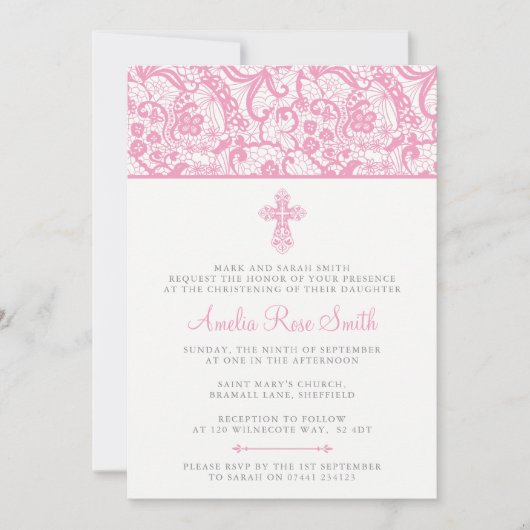 Mädchen - Taufe Einladung (Vorderseite)