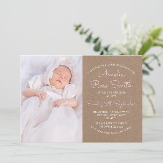 Mädchen - Taufe Einladung (Stehend Vorderseite)