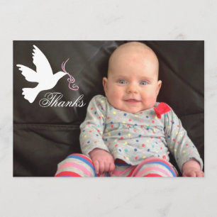 Mädchen-Taufe-Foto der Taube danken düsteres rosa Dankeskarte