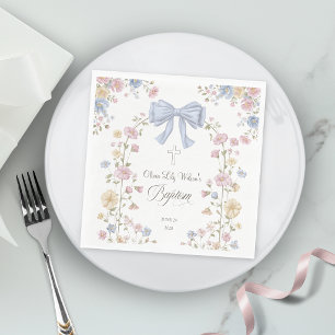 Mädchen-Taufe Pastell-Bogen Wildblume Serviette