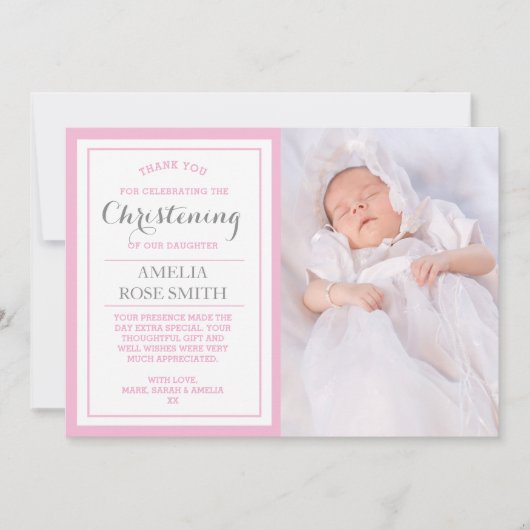 Mädchen-Taufe/Taufe danken Ihnen zu kardieren Dankeskarte (Vorderseite)