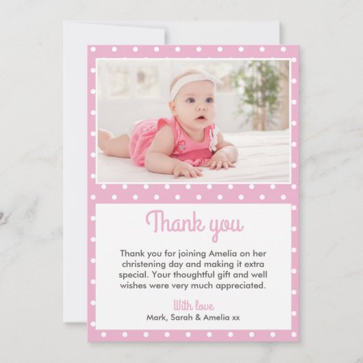 Mädchen-Taufe/Taufe danken Ihnen zu kardieren Dankeskarte (Vorderseite)