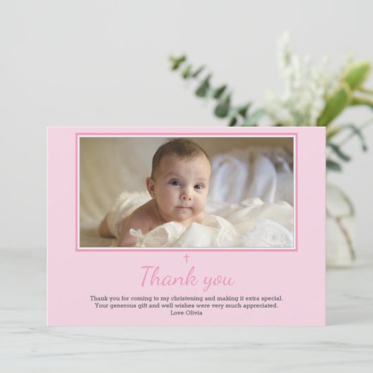 Mädchen-Taufe/Taufe danken Ihnen zu kardieren Dankeskarte (Stehend Vorderseite)