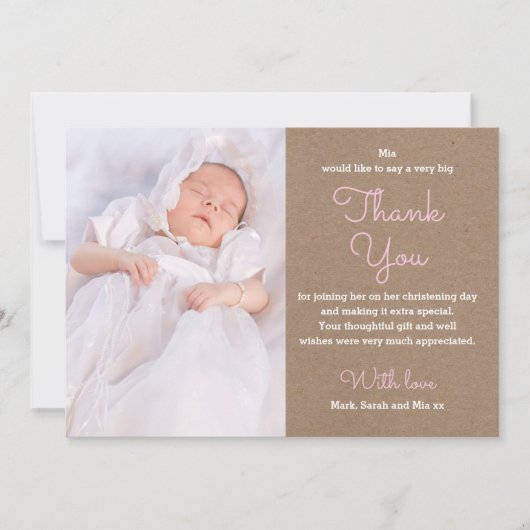 Mädchen-Taufe/Taufe danken Ihnen zu kardieren Dankeskarte (Vorderseite)