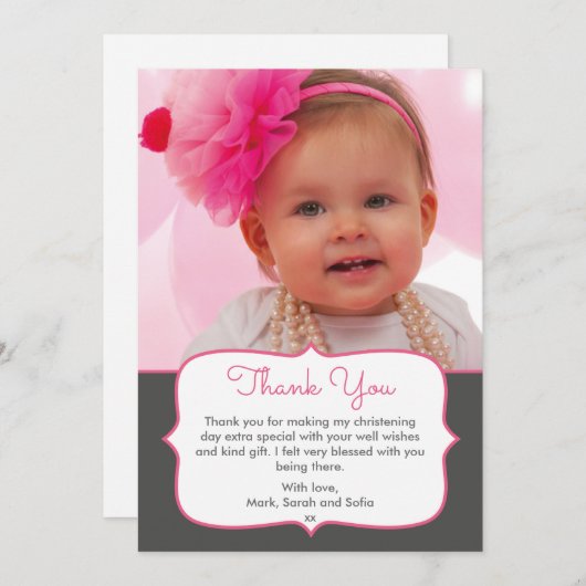 Mädchen-Taufe/Taufe danken Ihnen zu kardieren Dankeskarte (Vorne/Hinten)