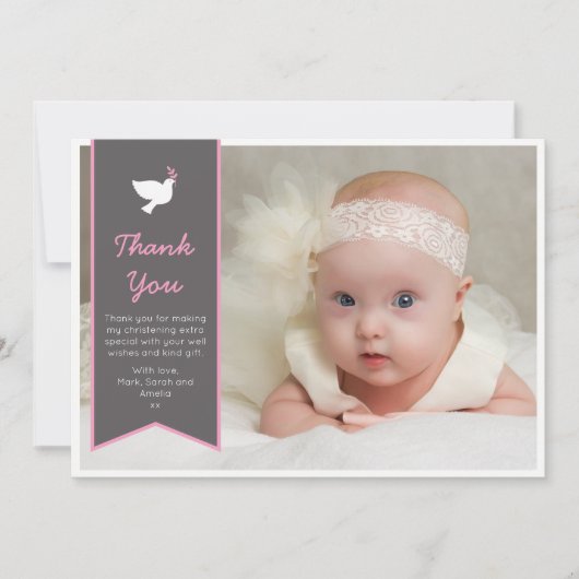 Mädchen-Taufe/Taufe danken Ihnen zu kardieren Dankeskarte (Vorderseite)