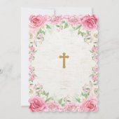 Mädchen-Taufeinladungs-Rosa-GoldBlumen-Rosen Einladung (Rückseite)