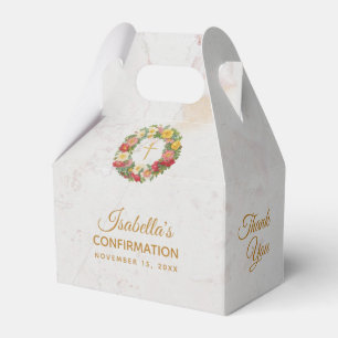 Mädchen Taufkreuz Rosen Kranz Marmor Blumen Geschenkschachtel