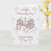 Mädchen-Taufschuhe Karte (Gelbe Blume)