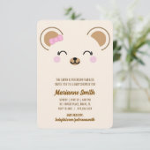 Mädchen Teddybär Baby Shower Evite oder Drucken Einladung (Stehend Vorderseite)