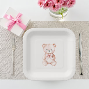 Mädchen Teddybär Baby Shower Papier Pappteller