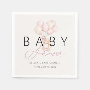 Mädchen Teddybär Ballons Baby Shower Papier Serviette