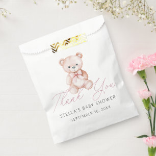 Mädchen Teddybär Danke Baby Shower Geschenktütchen