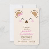 Mädchen Teddybär Geburtstagsfeier Einladung oder A (Vorderseite)