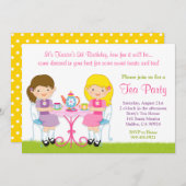 Mädchen-Tee-Party-Geburtstags-Party Einladung (Vorne/Hinten)