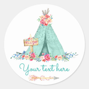 Mädchen TeePee Boho Stammesgunst Dankeschön Runder Aufkleber
