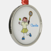 Mädchen-Tennis-Verzierung Ornament Aus Metall (Rechts)