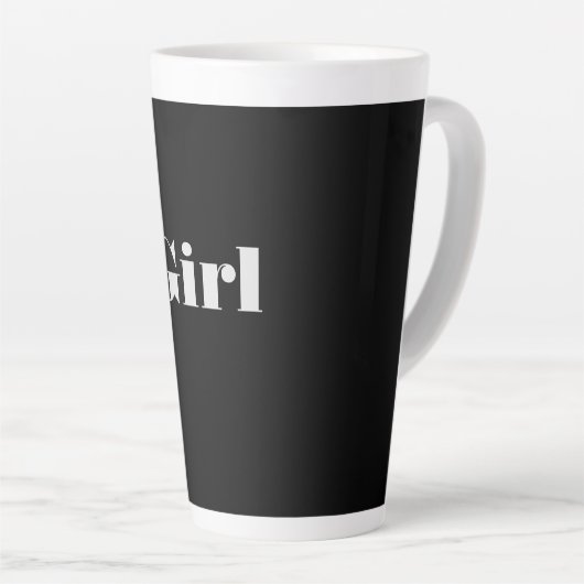 Mädchen Text Name Schwarzer Hintergrund Latte Tass Milchtasse (Rechte Ecke)