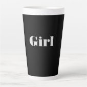 Mädchen Text Name Schwarzer Hintergrund Latte Tass Milchtasse (Vorderseite)