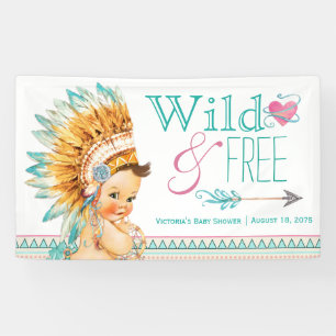 Mädchen Tribal Wild und Frei Boho Baby Shower Banner
