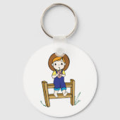 Mädchen trinken auf einem Zaun Schlüsselanhänger (Rückseite)