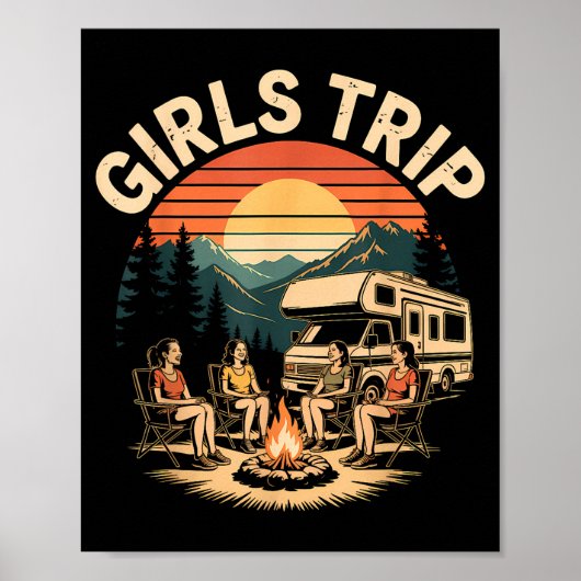 Mädchen-Trip-RV-Camping-Camper-Freunde-Reise Poster (Vorne)