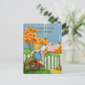 Mädchen & Truthahn Postkarte (Stehend Vorderseite)