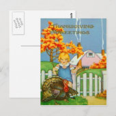 Mädchen & Truthahn Postkarte (Vorne/Hinten)