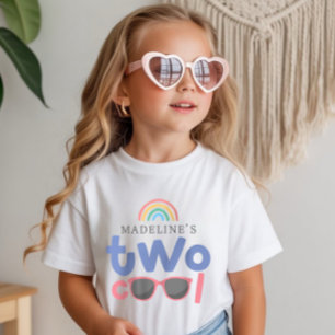 Mädchen Two Cool Regenbogen 2. Geburtstag T-Shirt
