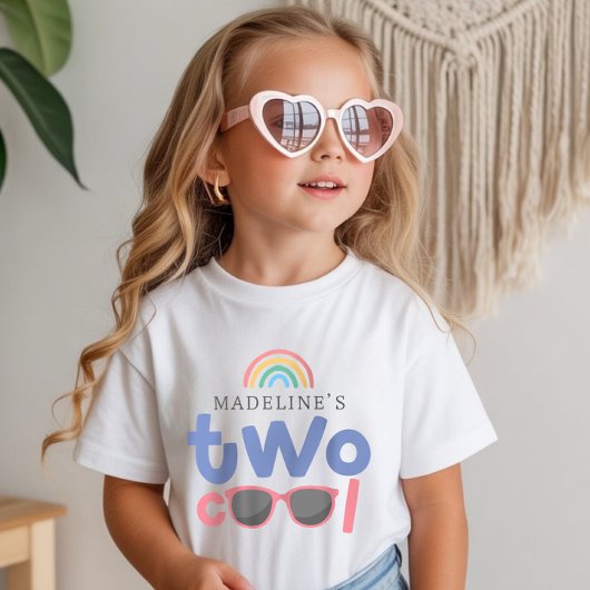 Mädchen Two Cool Regenbogen 2. Geburtstag  T-Shirt
