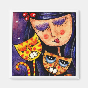 Mädchen-u. Ingwer-Katzen - Magnet 2