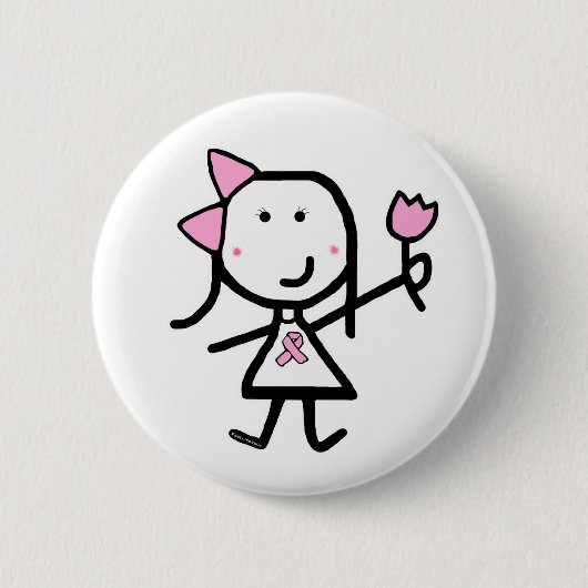 Mädchen u. rosa Band Button (Vorderseite)