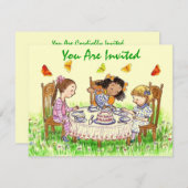 Mädchen-u. Schmetterlings-süße Tee-Party Einladung (Vorne/Hinten)
