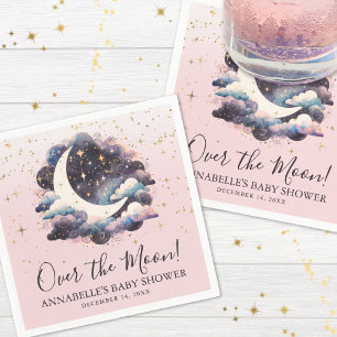 Mädchen über der Mond Babydusche Serviette