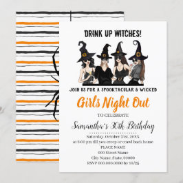 Mädchen übernachten Hexen-Halloween-Party Einladung