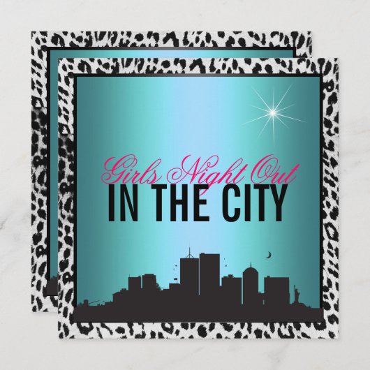 Mädchen übernachten in der Stadt Einladung (Vorne/Hinten)