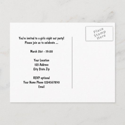 Mädchen übernachten Party Benutzerdefinierte Postk Einladungspostkarte (Rückseite)