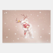 Mädchen umarmender Hund in Rentierfäusten Geschenkpapier Set (Vorderseite 2)