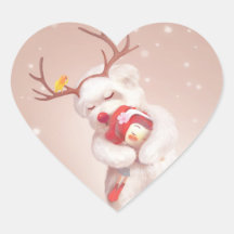 Mädchen umarmender Hund in Rentierfäusten