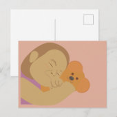 Mädchen umarmt Bär Postkarte (Vorne/Hinten)