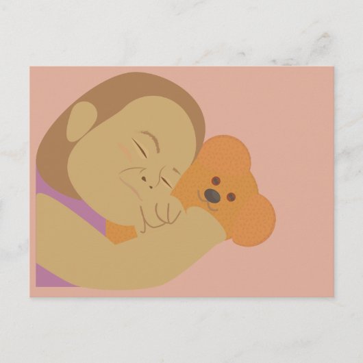Mädchen umarmt Bär Postkarte (Vorderseite)