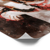 Mädchen umarmt Pferd schöne Aquarellmalerei Poster (Ecke)