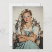 Mädchen umgeben von Bunnies Einladung (Vorderseite)