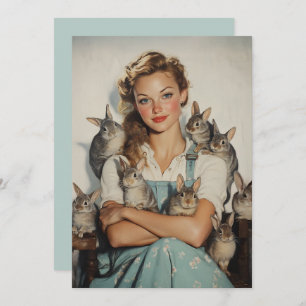 Mädchen umgeben von Bunnies Einladung