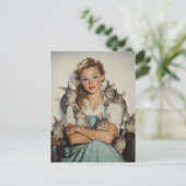 Mädchen umgeben von Bunnies Postkarte (Stehend Vorderseite)