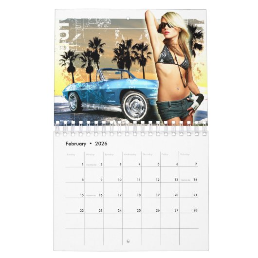 Mädchen-und Auto-Kalender Kalender (Feb 2026)