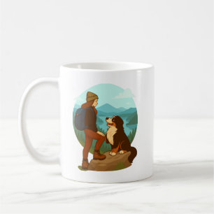 Mädchen-und-Berghund-Abenteuer-Illustration Kaffeetasse