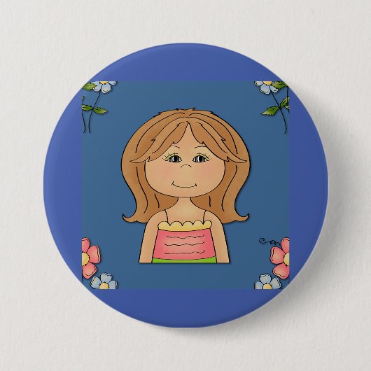 Mädchen und Blume Button (Vorderseite)