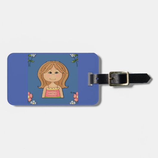 Mädchen und Blume Gepäckanhänger (Vorderseite horizontal)